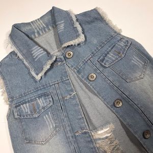 Denim Fitted Button-Font Vest